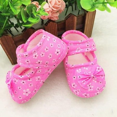 

Cathalem New Born Shoes Bowknot Shoes Kids Printing Baby PK Cloth 12 Baby Shoes Dress Shoes for Boys Size 10 Pink 12