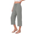 thumbnail image 3 of Fantaslook Women Capri Pants Wide Leg High Waisted Drawstring Capris Summer Casual Linen Cropped Pants with Pockets, 3 of 8