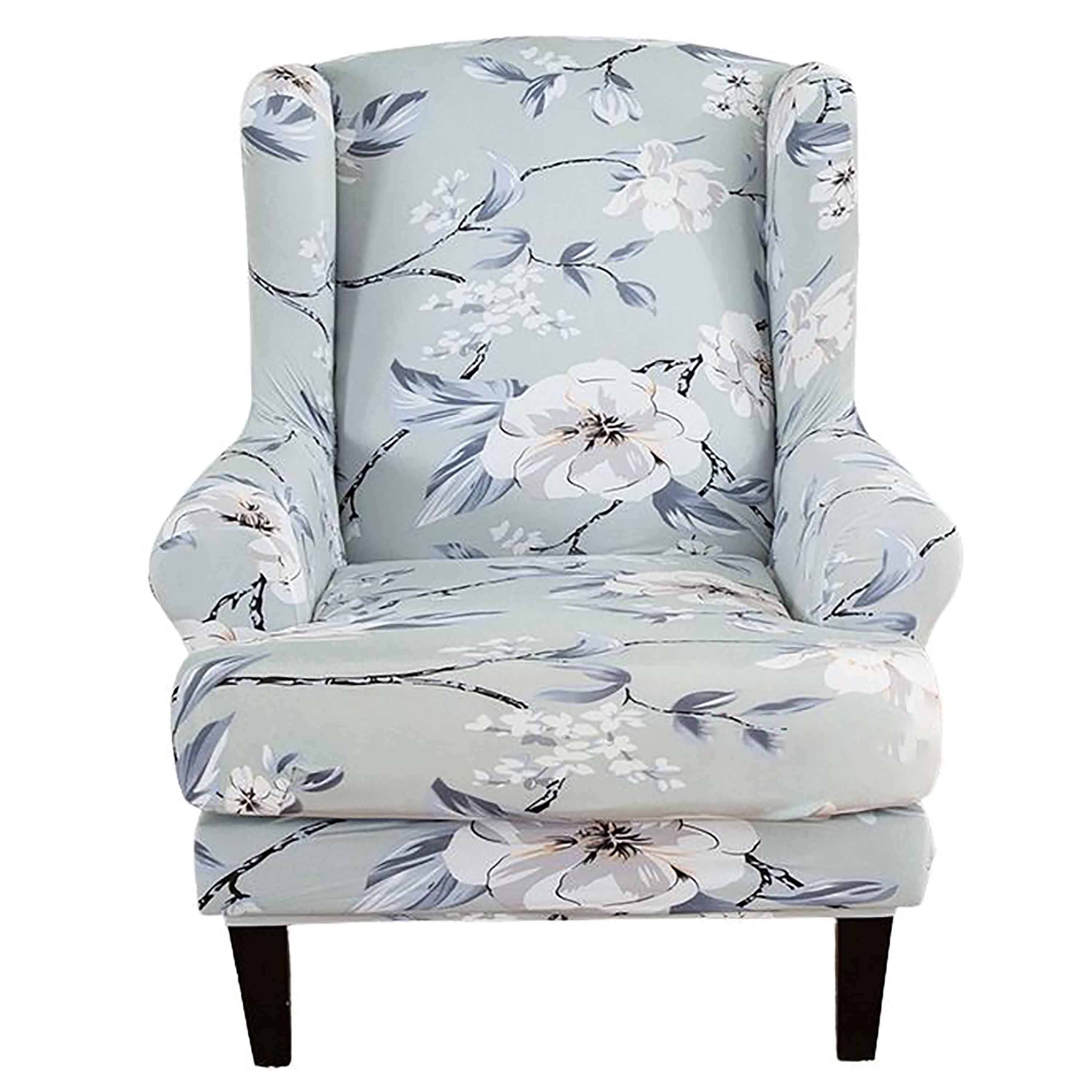 Wingback Chair Slipcover 2 Piece,Stretch Print Wing Back Chair Covers