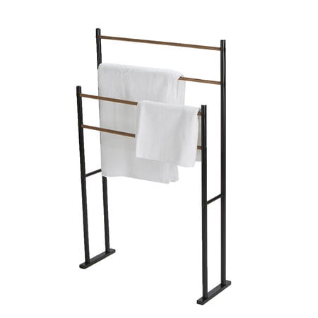 Mind Reader 4 Bar/2 Tier Towel Rack, Towel Bar Stand Alone Bathroom Rack