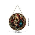 thumbnail image 3 of chaungfeng 7.87 Inch Holy Mother & Jesus Stained Wooden Ornament– Religious Christmas Ornament, Nativity Window Hanging Pendant, Xmas Tree Decoration,Keepsake, Gift, 3 of 6