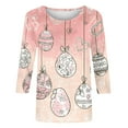 thumbnail image 5 of DDAPJ pyju Happy Easter Day Womens Tops Trendy Casual 3/4 Length Sleeve T-shirt Funny Bunny Eggs Graphic Tees Holiday Blouse Lightning Sales Today Multicolor XXL, 5 of 6