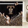 thumbnail image 2 of Manfei Butterfly Bowtie Monogram T Shower Curtain 72Wx78L,Leopard Print Bath Curtain,Black Brown, 2 of 5