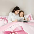 thumbnail image 6 of Manfei Bow Bowknot Ribbon Full Size Comforter Sets,Fairy Tale Theme Bedding Comforter Set,First Letter M Bedding Sets For Girls,Super Cozy Room Decor Reversible,3pcs, 6 of 9