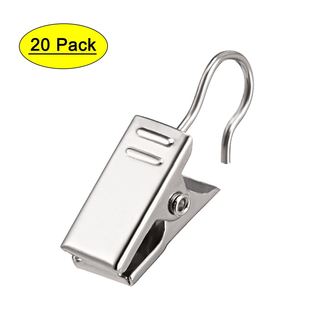20-Pack Chrome Silver Metal Pin Pleat Curtain Hooks For Drapery Hanging - View #3