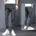 thumbnail image 3 of Pantalones ajustados casuales elásticos para hombre, pantalones vaqueros elásticos para hombre, pantalones ajustados recortados, ajustados, negros, estilo vintage Y2k, tallas Xs, 3 of 5