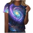 thumbnail image 1 of Blusas para las Mujeres Casual Manga Corta Cuello Redondo Impreso Suéter Camiseta de Moda Suave, 1 of 5