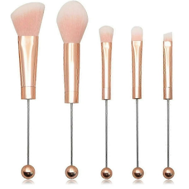 5Pcs Beadable Makeup Brush Set with Silicone Beads for DIY Cosmetic Tool Customization