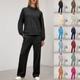 thumbnail image 2 of Aihuaihua Womens 2 Piece Outfits Sweatsuit Set 2025 Fall Drawstring Sweatshirt Wide Leg Sweatpant Lounge Sets Casual Tracksuit Matching Plus Size Navy, 2 of 6