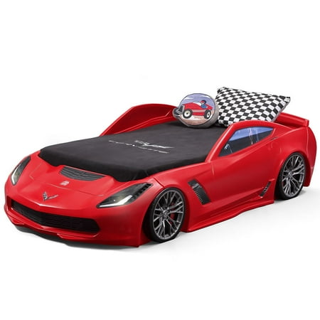 Corvette Earring - Step2 Corvette z06 Convertible Toddler to Twin Bed with Lights, Red