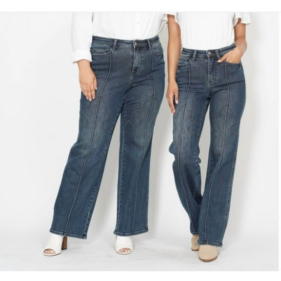 JUDY BLUE HIGH WAIST WESTERN SEAM DETAIL STRAIGHT JEAN (26)