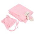 thumbnail image 2 of 3 piezas de atrezos para fotografía de bebés, manta suave para fotos de recién nacidos, sombrero de muñeca, disfraz para niños pequeños, color rosa, 2 of 5