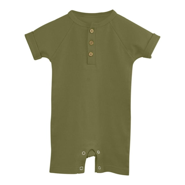 Timegard Baby Clothes Newborn Infant Ribbed Short Sleeve Rompers Onesie Summer Comfy Toddler Clothing