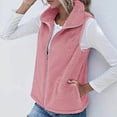 thumbnail image 4 of Hvyesh Women's Fleece Vest Soft Sleeveles Zip up Stand-up Collar Waistcoat Casual Solid Fuzzy Fleece Jacket Fall Warm Cardigan Outerwear Vests with Pockets Pink,2XL, 4 of 6