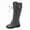 Gray, variant on Women's Vintage Buckle Leather Lace Up Combat Booties,Sexy Knee High Platform Side Zip-up Mid-Calf Boots