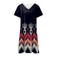 thumbnail image 4 of CENGNIAN Womens Plus Size Sun Dress on V-Neck Casual Temperament Pullover Short Sleeve Print Loose Dress, 4 of 5