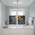 thumbnail image 3 of 2 Panels Kitchen Tier Curtains 39 Inch Length, Sunflowers Grommets Window Treatment Curtain, Classic Bee You Are My Sunshine Black Thermal Curtains Drapes for Living Room/Bathroom, 3 of 9