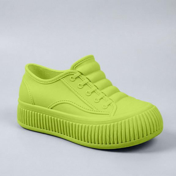 Women's Hidden Wedge Slip On Short Rain Boots Fully Waterproof Matte Surface Fresh Color Shades for Rainy City Commutes Street Fashion Matching Green a 37