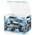 thumbnail image 3 of Blue Monster Truck Storage Basket Foldable Laundry Basket Shelf Kids Toy Storage Container Organizer with Handles, 3 of 7