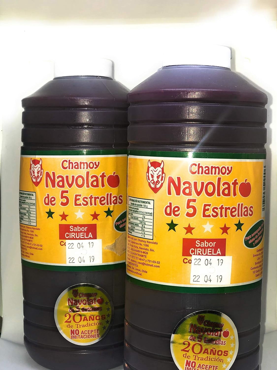 Chamoy Navolato de 5 Estrellas Prune (ciruela )Flavor 1 Liter 2/pack