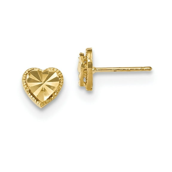 Primal Gold 14 Karat Yellow Gold Diamond-cut Heart Post Earrings