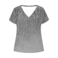 thumbnail image 7 of Womens Summer Tops V Neck Short Sleeve Shirts Trendy Casual Vacation Printing Tee Shirts, 7 of 7