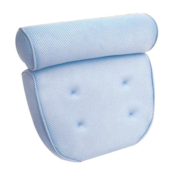 Innovative Living - Quick Dry Bath Tub Pillow with Suction Cups for Head Neck Rest 13"x14"x4" - Blue