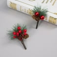 thumbnail image 4 of Christmas Red Boutonniere for Men with Pins, Pine Cone Berry and Balls Decorated Flower for Christmas Dinner Party Dance Wedding Anniversary Prom Vintage Wedding (Red Ball Boutonniere), 4 of 4