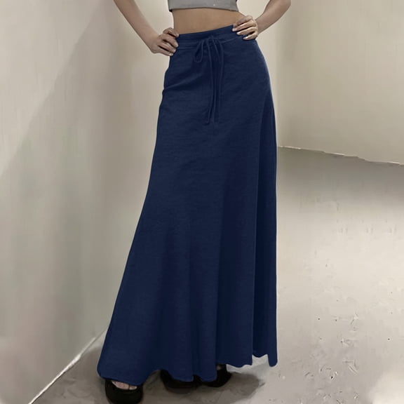 FASHOFT Tennis Skirt For Women Solid Color Split Skort Elastic Waist Loose Fit For Casual Sports Commute And Daily Leisure Wear Womens Athletic Skirts Blue