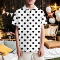 thumbnail image 2 of Rggeeun Boys Baby T-Shirts Short Sleeve With Polka Dots Print Lapel Collar Knit Casual For Kids Comfortable Daily Wear Stylish Childrens Relaxed Fit Tee,White,3-4 Years, 2 of 4