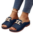 thumbnail image 7 of Xdegoge Women's Flat Slide Sandals Open Toe Summer Shoes Metal Buckle Slip On Casual Beach Vacation Comfortable Daily Walking Footwear, 7 of 7