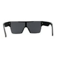 thumbnail image 2 of Womens Rhinestone Flat Top Rimless Shield Mafia Sunglasses All Black, 2 of 4