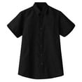 thumbnail image 2 of Qwertyu Men's Casual Button Down Shirts Short Sleeve Linen Shirts Solid Color Summer Beach Shirt Black 2XL, 2 of 4