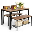 thumbnail image 6 of Giantex  Dining Table Set for 4, Kitchen Table with 1 Bench and 2 Chairs, Modern Functional Desk Set for Bedroom Study Room, Brown, 6 of 6