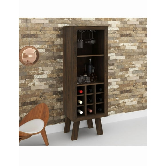Mueble para Vinos y Copas Estilo Retro Color Rústico
