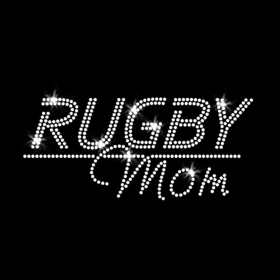 Rugby Mom Sparkly Bling Iron-on Clear Rhinestone Crystals Heat Transfer by JCS Rhinestones