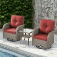 thumbnail image 2 of POCASSY Outdoor Wicker Chairs Swivel Rocking Chairs - Outdoor Swivel Rocking Chairs Set of 2 with Rattan Side Table, Gray Patio Swivel Glider Chair 3PCS Patio Furniture Set for Porch Pool, Gray/Red, 2 of 8