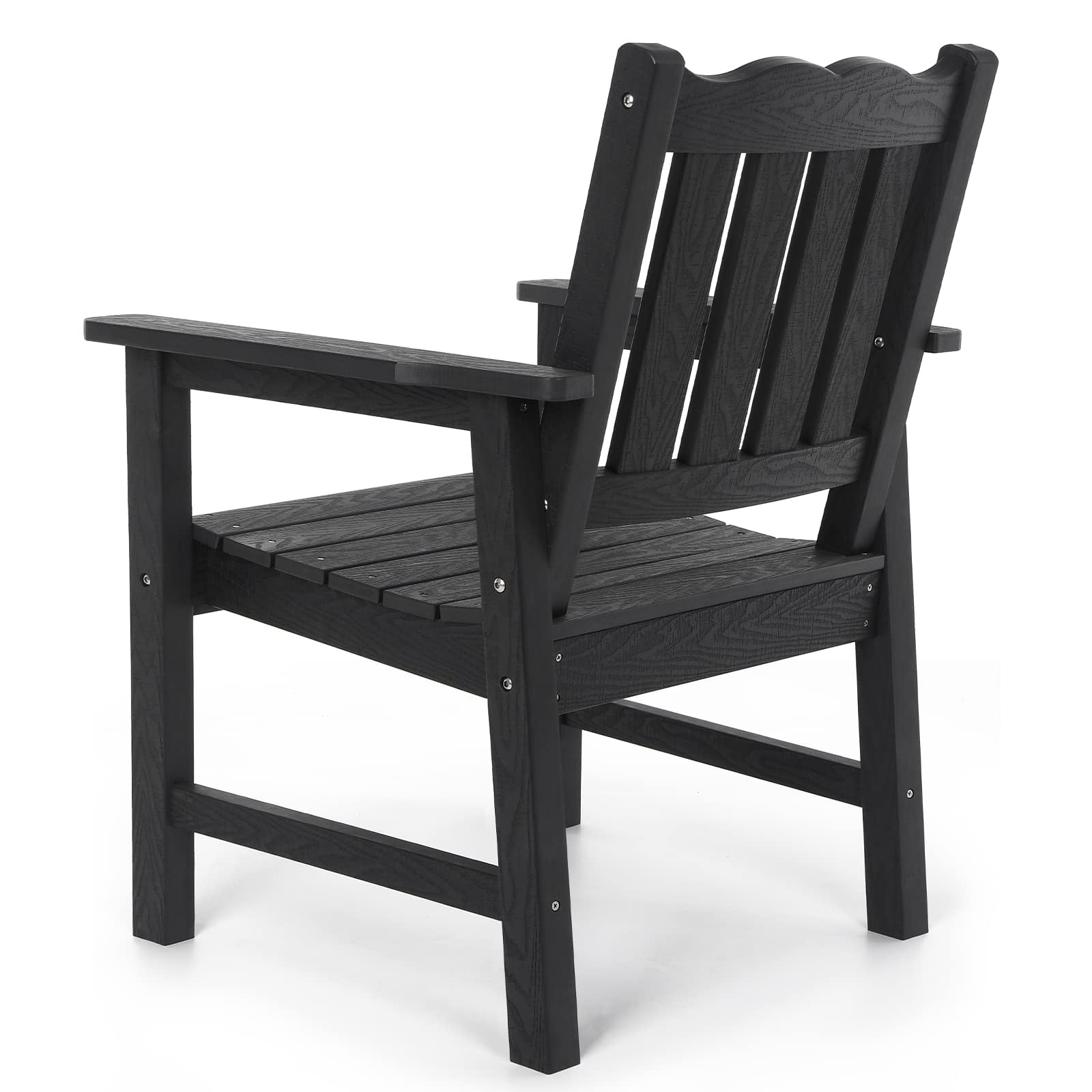 Stoog Patio Chair with Backrest, Oversized All-Weather Outdoor Dining Chair for Garden, Backyard, 400 lbs Weight Capacity, Black