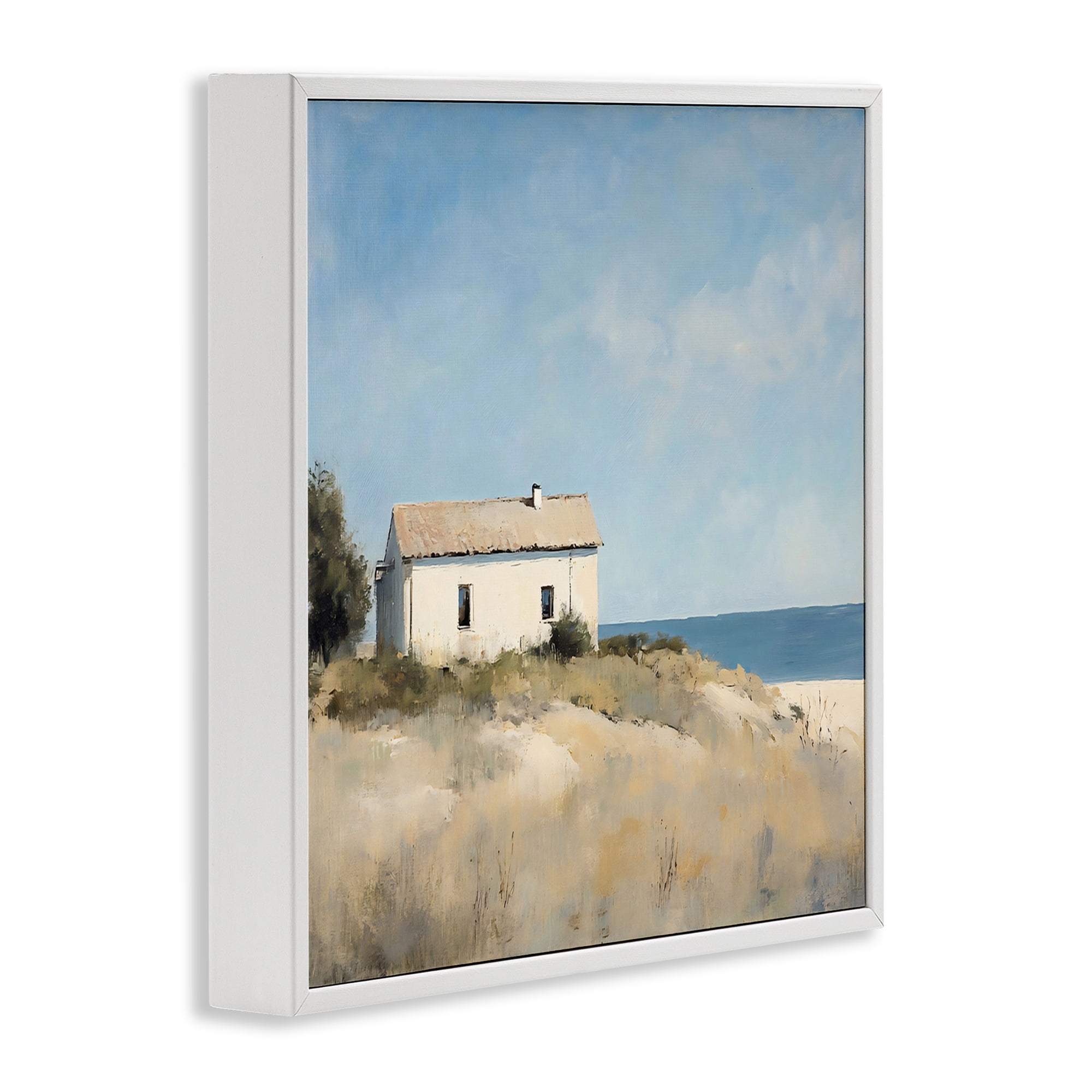 Stupell Industries Simple Beach House on Dunes White Framed Giclee Art, design by Creative Studio