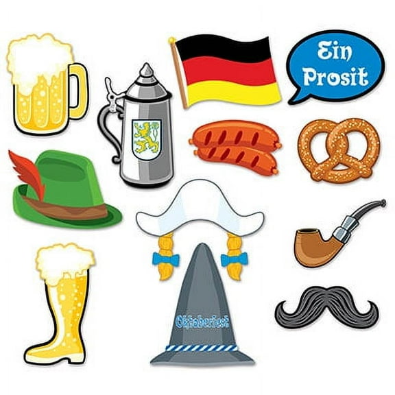 Club Pack of 144 Multi-Color German Oktoberfest Photo Cutout Signs 10"