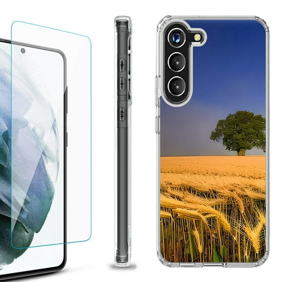 OneToughShield ® for Samsung Galaxy S23  S23 Plus 5G Shockproof Bumper Phone Case, with Tempered Glass Screen Protector - Wheatfield