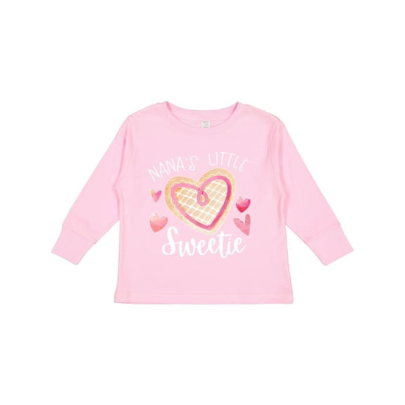 Inktastic Nana's Little Sweetie with Pink Heart Cookie Boys or Girls Long Sleeve Toddler T-Shirt