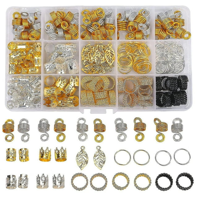 200 cuentas para trenzas de pelo, joyas para el pelo para trenzas de mujer, anillos de trenzas doradas de metal, clips para accesorios de rastas, decoraciones para el cabello