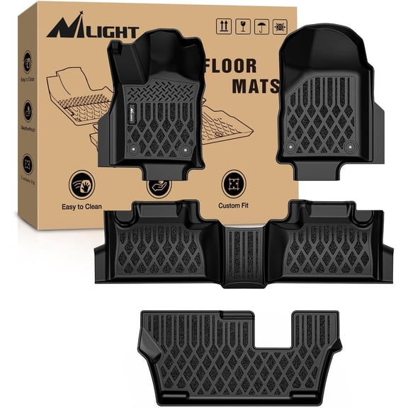 Nilight TPE Floor Mats for Dodge Durango 7 Seats 2nd Row Bench Seat 2016 2017 2018 2019 2020 2021 2022 2023 2024 2025 2026 All Weather Custom Fit Heavy Duty Floor Liners