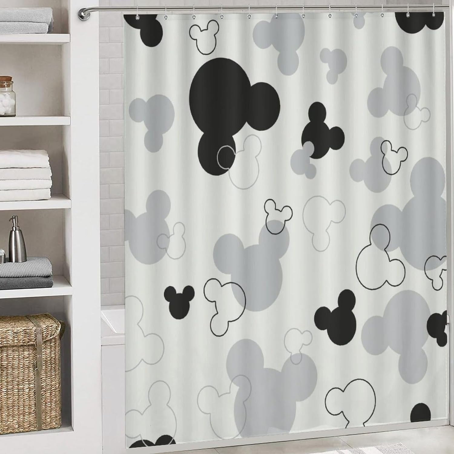 4 Piece Cute Cartoon Shower Curtain Set with Non-Slip Rugs, Toilet Lid Cover and Bath Mat， Bathroom Set Decor72 x 72inch