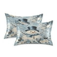 thumbnail image 2 of Satin Pillow Case Standard Silk Pillow Cover for Hair and Skin Envelope Closure Blue Floral Snowman 20"x26", 2 of 9