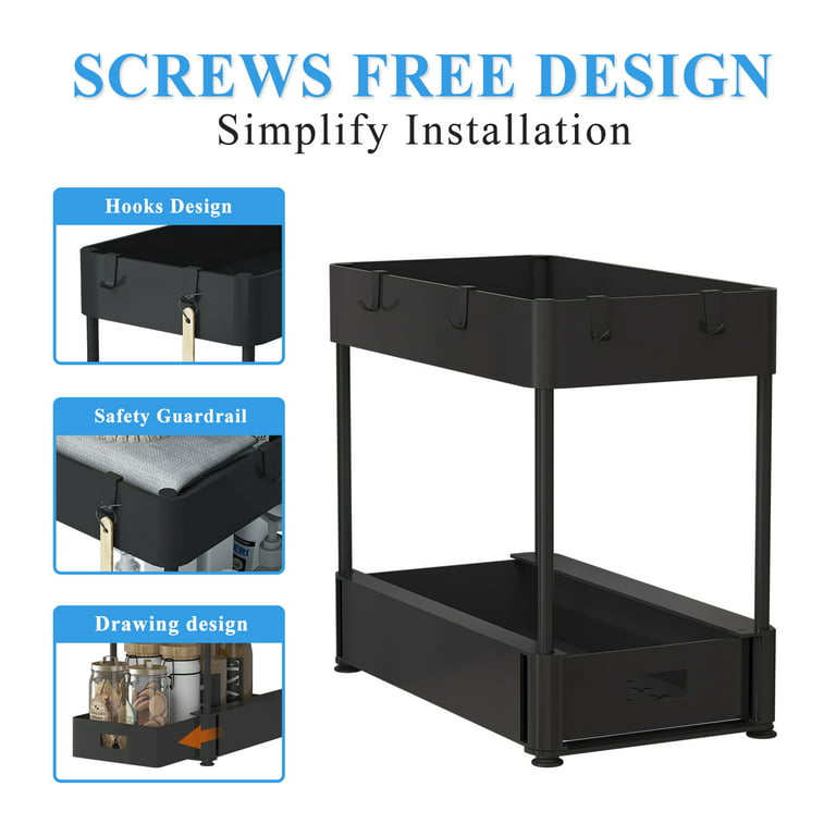 Dropship 2 Tier Under Sink And Bathroom Organizer , Pull Out Cabinet  Organizer For Kitchen Sink Storage, Black to Sell Online at a Lower Price