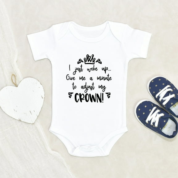 Newbabywishes - Just Waken My Crown Pun Baby Clothes for Boys and Girls - Cute Baby Clothing