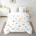 thumbnail image 2 of Castle Fairy Kids Cartoon Plane 7 Pieces Bedding Comforter Set,Transportation Theme Full Bedding Set Lightweight,Kawaii Airplane Fitted Sheet Flat Sheet,Lightweight Room Decor, 2 of 8