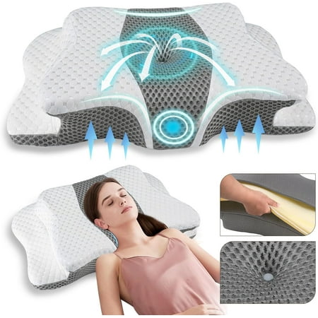 Pain Relief Cerical Pillow for Neck Support,Adjustable Ergonomic Pillow Cozy Sleeping,Odorless Orthopedic Memory Foam Pillows,Contour Bed Pillow for Side Back Stomach Sleeper